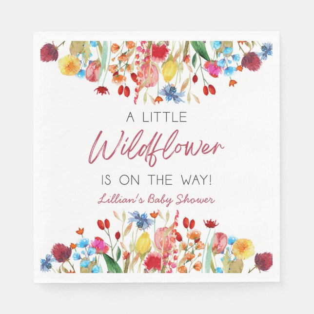 A Little Wildflower Is On The Way Baby Shower Napkins (Front)