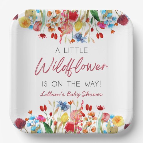 A Little Wildflower Is On The Way Baby Shower Paper Plates