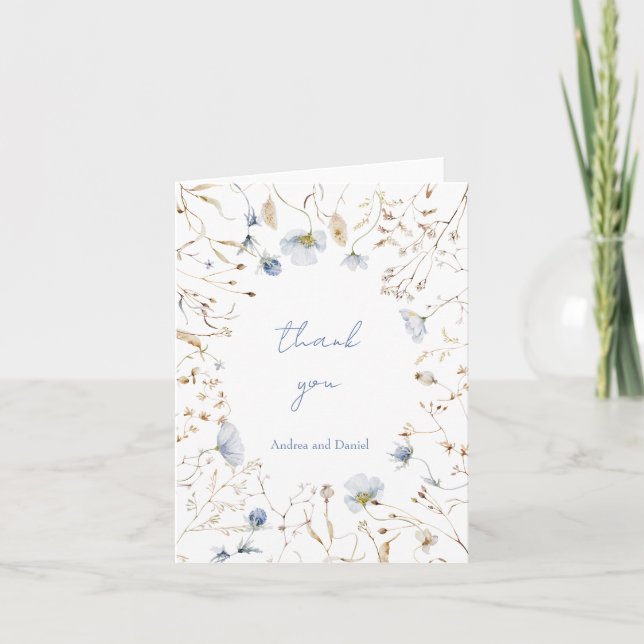 A Little Wildflower Is On The Way Baby Shower Thank You Card (Front)