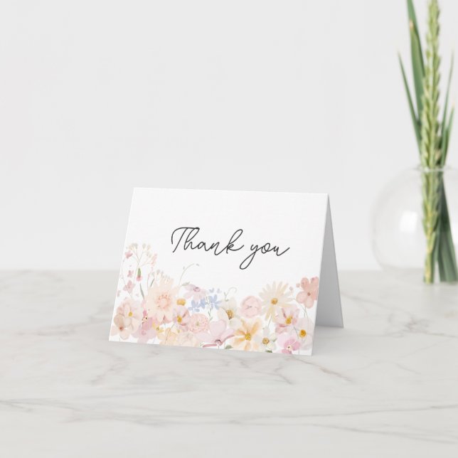 A Little Wildflower Is On The Way Baby Shower Thank You Card (Front)