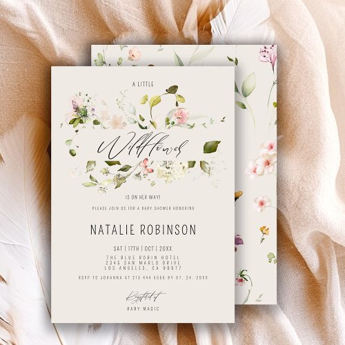 A Little Wildflower Is On The Way Boho Baby Shower Invitation
