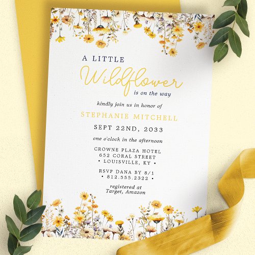 A Little Wildflower Is On The Way Boho Baby Shower Invitation