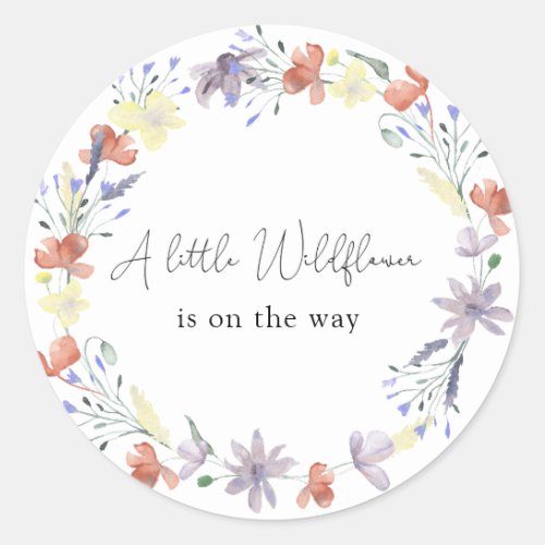 A Little Wildflower is on the way Classic Round Sticker