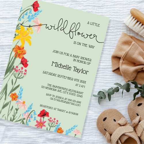 A Little Wildflower is on the Way Gender Neutral I Invitation