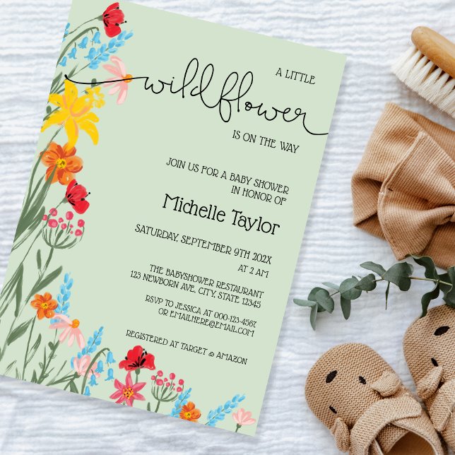 A Little Wildflower is on the Way Gender Neutral I Invitation (Creator Uploaded)