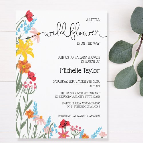 A Little Wildflower is on the Way Gender Neutral Invitation