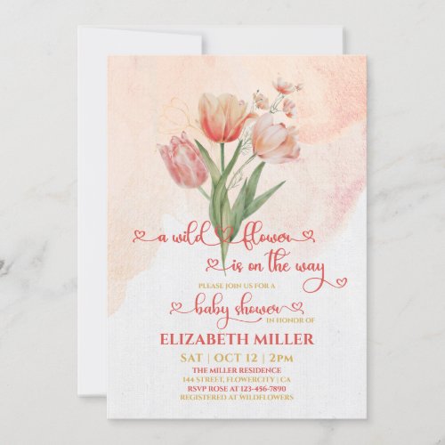 A Little Wildflower Is On The Way Girl Baby Shower Invitation