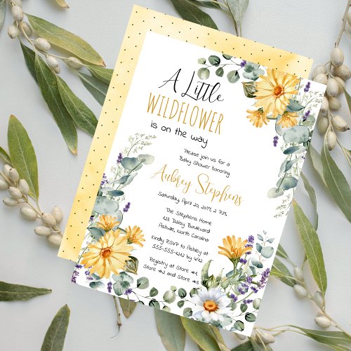 A Little Wildflower Is On The Way Girl Baby Shower Invitation