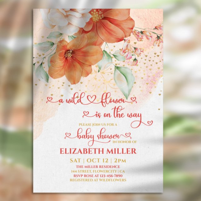 A Little Wildflower Is On The Way Girl Baby Shower Invitation