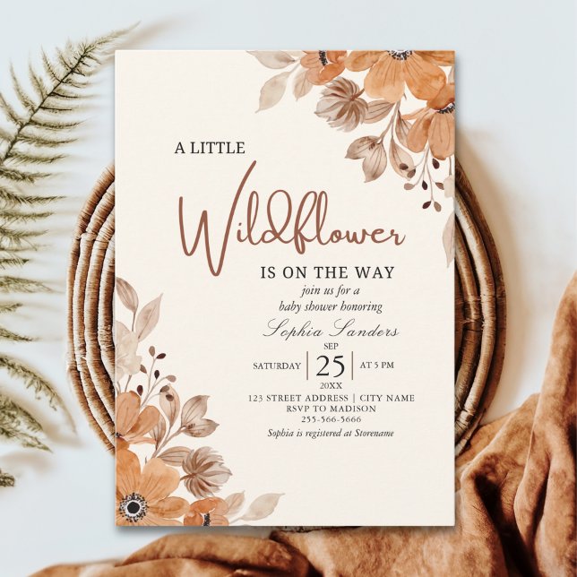 A Little Wildflower is on The Way Girl Baby Shower Invitation (Creator Uploaded)