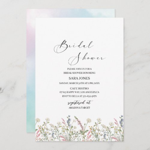 A little wildflower is on the way watercolor Brida Invitation