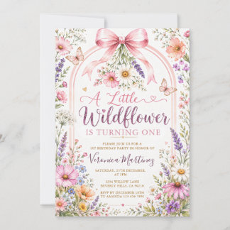 A little Wildflower is turning one Girl Birthday Invitation