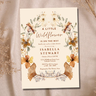 A Little Wildflower Modern Boho Baby Shower Invitation
