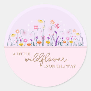 A Little Wildflower Modern Delicate Baby Shower Classic Round Sticker