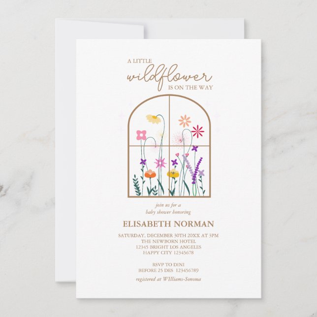 A Little Wildflower Modern Delicate Baby Shower Invitation (Front)