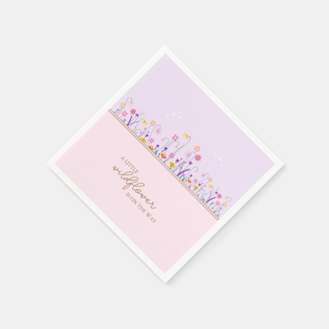 A Little Wildflower Modern Delicate Baby Shower Napkins (Corner)
