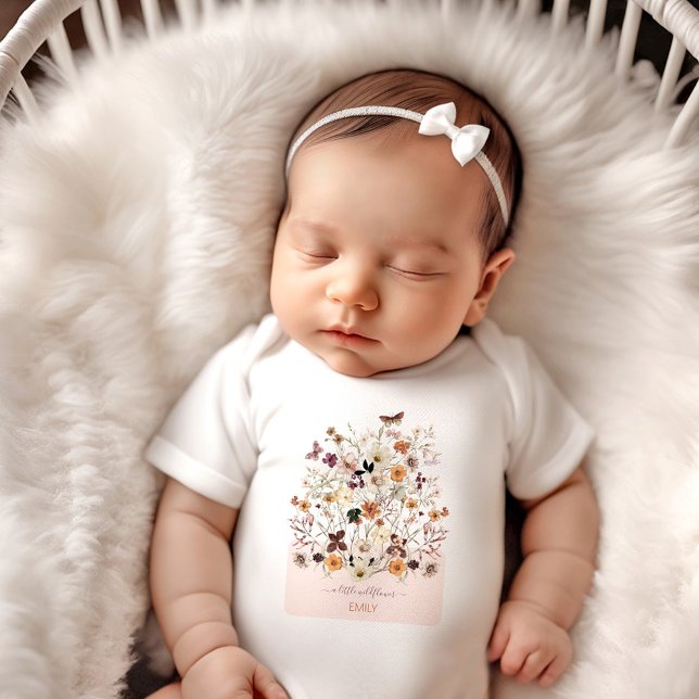 A little Wildflower Name Botanical Floral Girl Baby Bodysuit (A little Wildflower Name Botanical Floral Girl Baby Bodysuit)