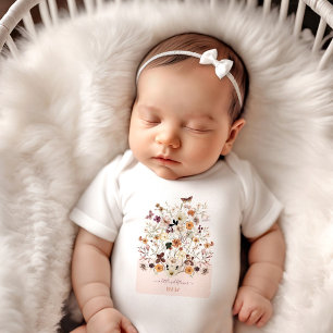 A little Wildflower Name Botanical Floral Girl Baby Bodysuit