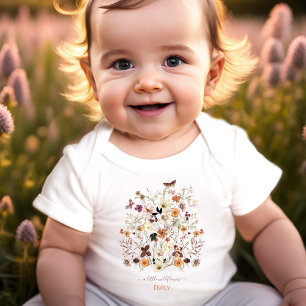 A little Wildflower Name Pressed Flowes Girl Baby Bodysuit