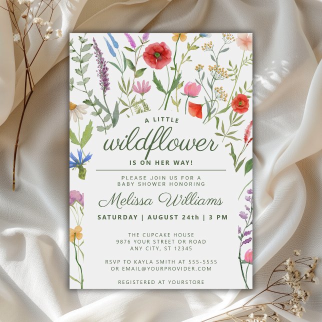 A Little Wildflower Neutral Baby Shower Invitation (Creator Uploaded)