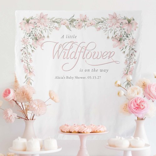 A little wildflower pink Baby Girl Shower Tapestry