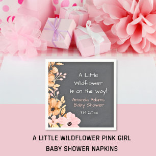 A Little Wildflower Pink Girl Baby Shower Napkins