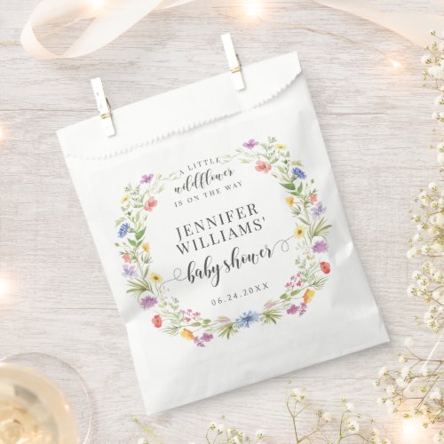 A little wildflower rustic baby girl shower candy favor bag