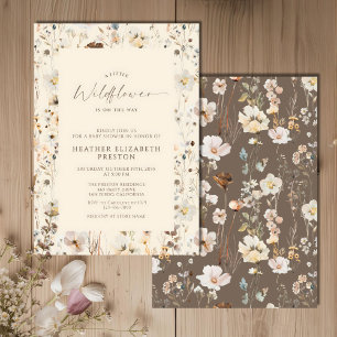 A Little Wildflower Rustic Baby Shower  Invitation