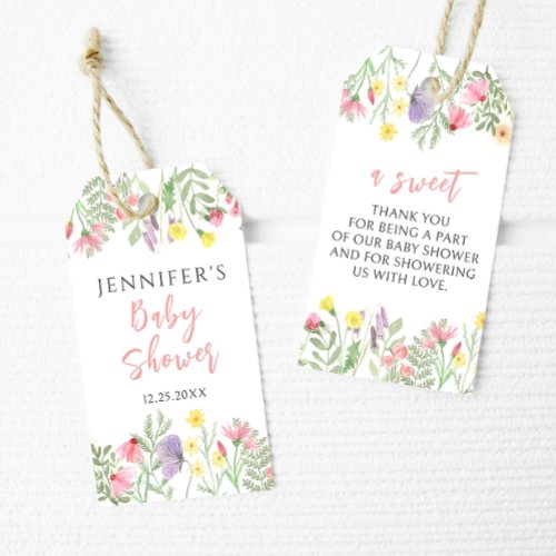 A little wildflower rustic baby shower thank you gift tags