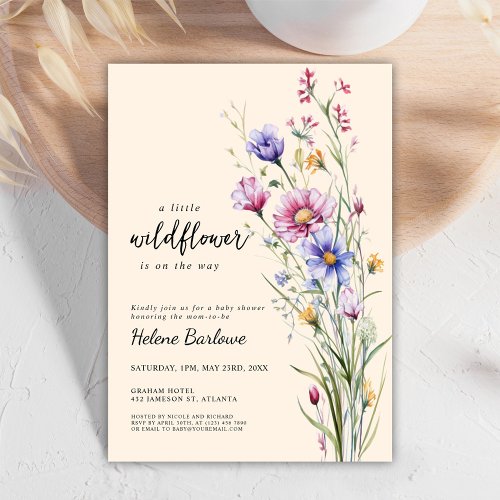 A Little Wildflower Rustic Boho Floral Baby Shower Invitation