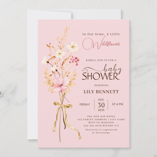 A Little Wildflower Rustic Boho Nature Baby Shower Invitation (Front)