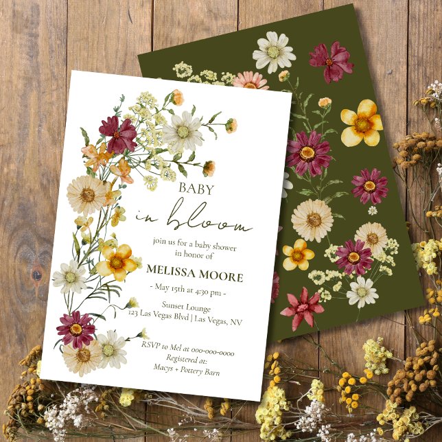 A Little Wildflower Sage Green Baby Shower Invitation (Creator Uploaded)
