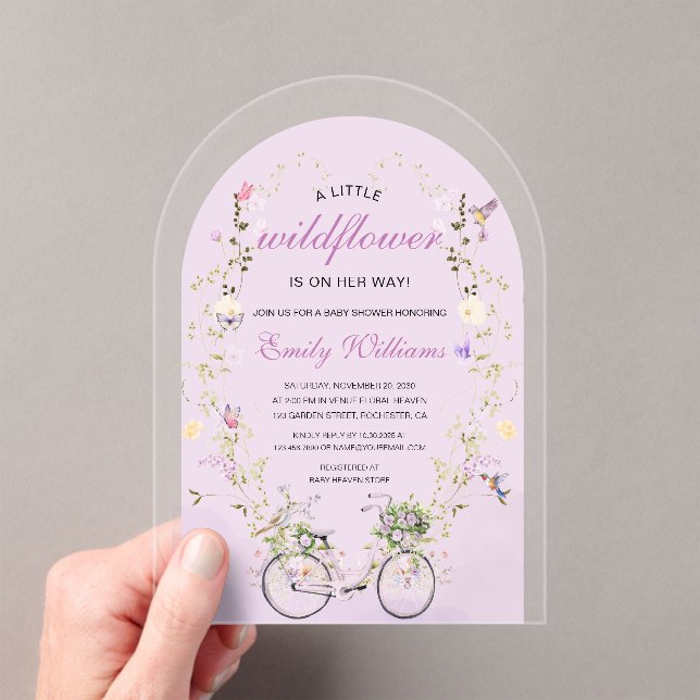 A Little Wildflower Spring Baby Shower  Acrylic Invitations (Insitu (Handheld))