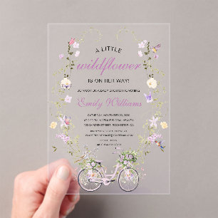 A Little Wildflower Spring Baby Shower  Acrylic Invitations