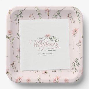 A little wildflower themed pink baby girl shower napkins