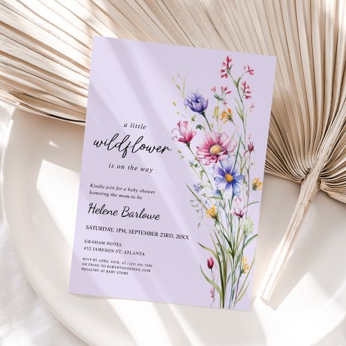 A Little Wildflower Watercolor Floral Baby Shower Invitation