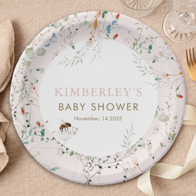 A little Wildflower Wild Flower Baby Shower Paper Plates (Creator Uploaded)
