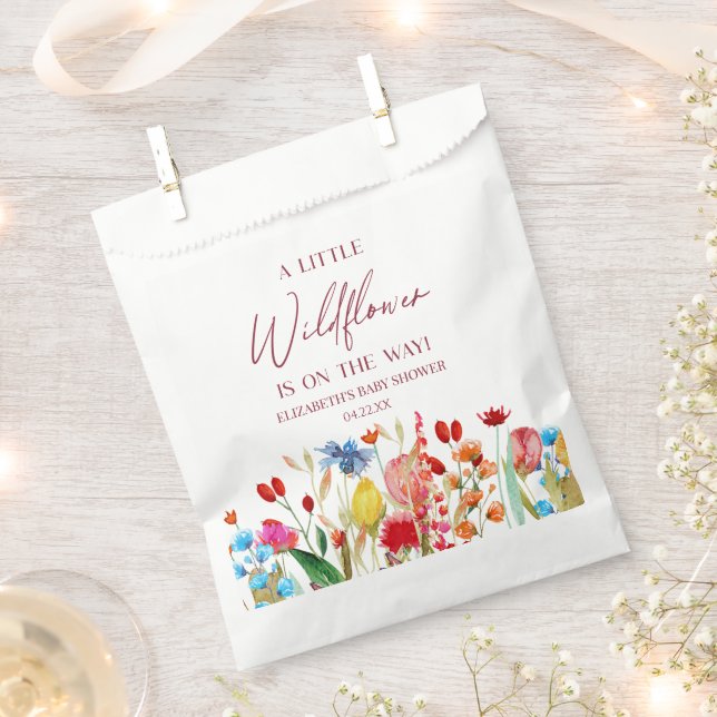 A Little Wildflower Wild Flower Floral Baby Shower Favor Bag (Clipped)