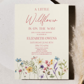 A Little Wildflower Wild Flower Floral Baby Shower Invitation