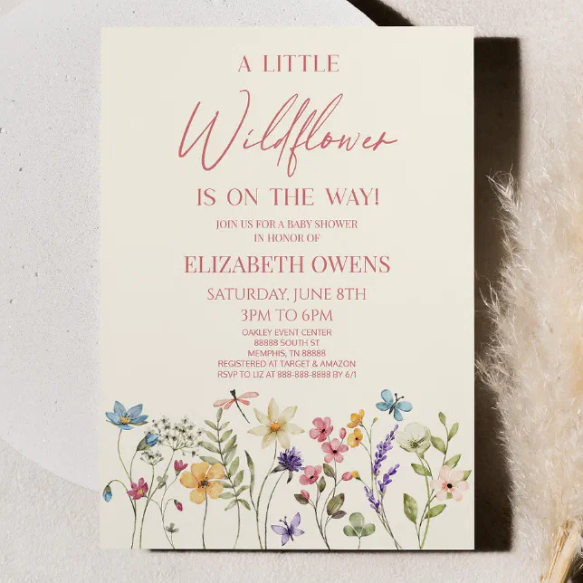 A Little Wildflower Wild Flower Floral Baby Shower Invitation | Zazzle