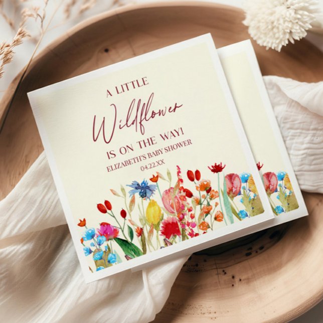 A Little Wildflower Wild Flower Floral Baby Shower Napkins (Creator Uploaded)