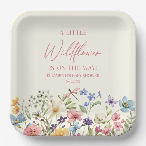 A Little Wildflower Wild Flower Floral Baby Shower Paper Plates