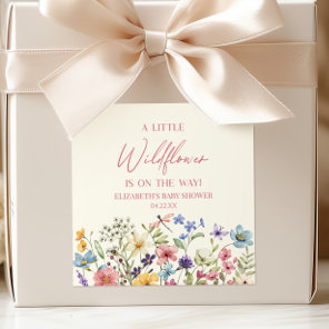 A Little Wildflower Wild Flower Floral Baby Shower Square Sticker