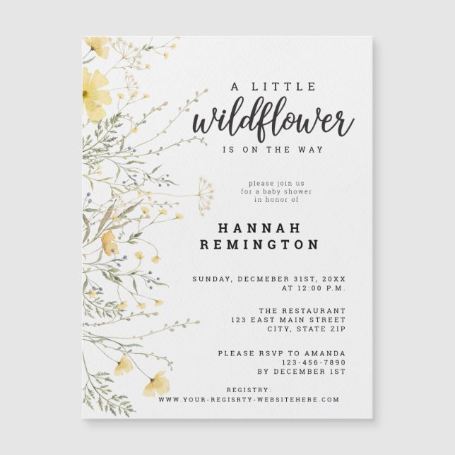A Little Wildflower Yellow Watercolor Baby Shower (Front)