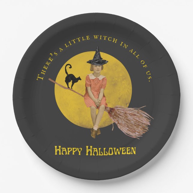 A Little Witch In All Of Us Halloween  Paper Plates (Front)