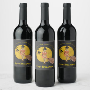 A Little Witch In All Of Us Halloween Wine Label