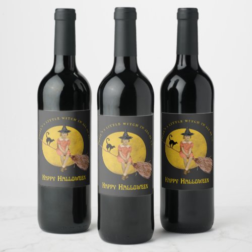 A Little Witch In All Of Us Halloween  Wine Label