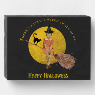 A Little Witch In All Of Us Halloween Wooden Box Sign