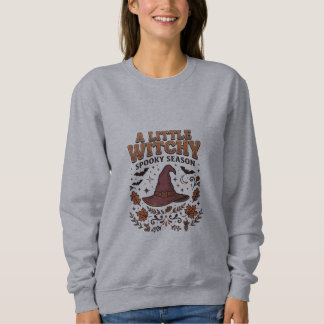A Little Witchy Vintage Halloween Witch Hat Sweatshirt