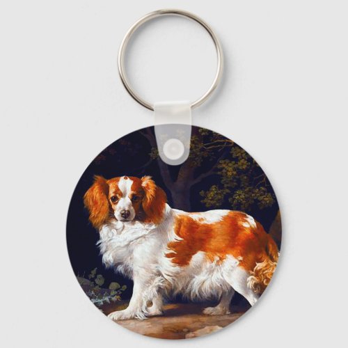 A Liver and White Charle Spaniel  by George Stubbs Keychain